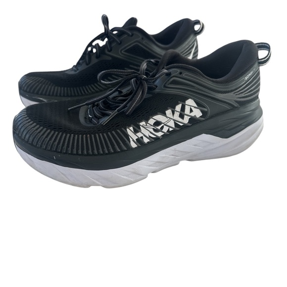 Hoka One One Women’s Bondi 7 Black & White Running Shoes - Picture 7 of 15